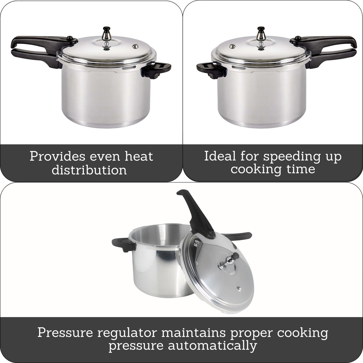 Polished Aluminum 8-Quart Pressure Cooker K501