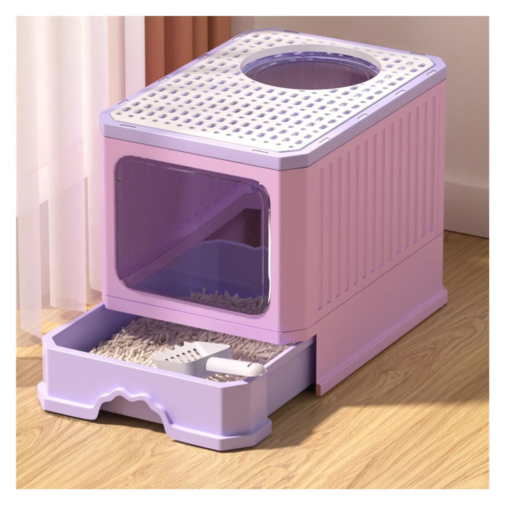 Foldable Cat Litter Box with Lid and Shovel O419