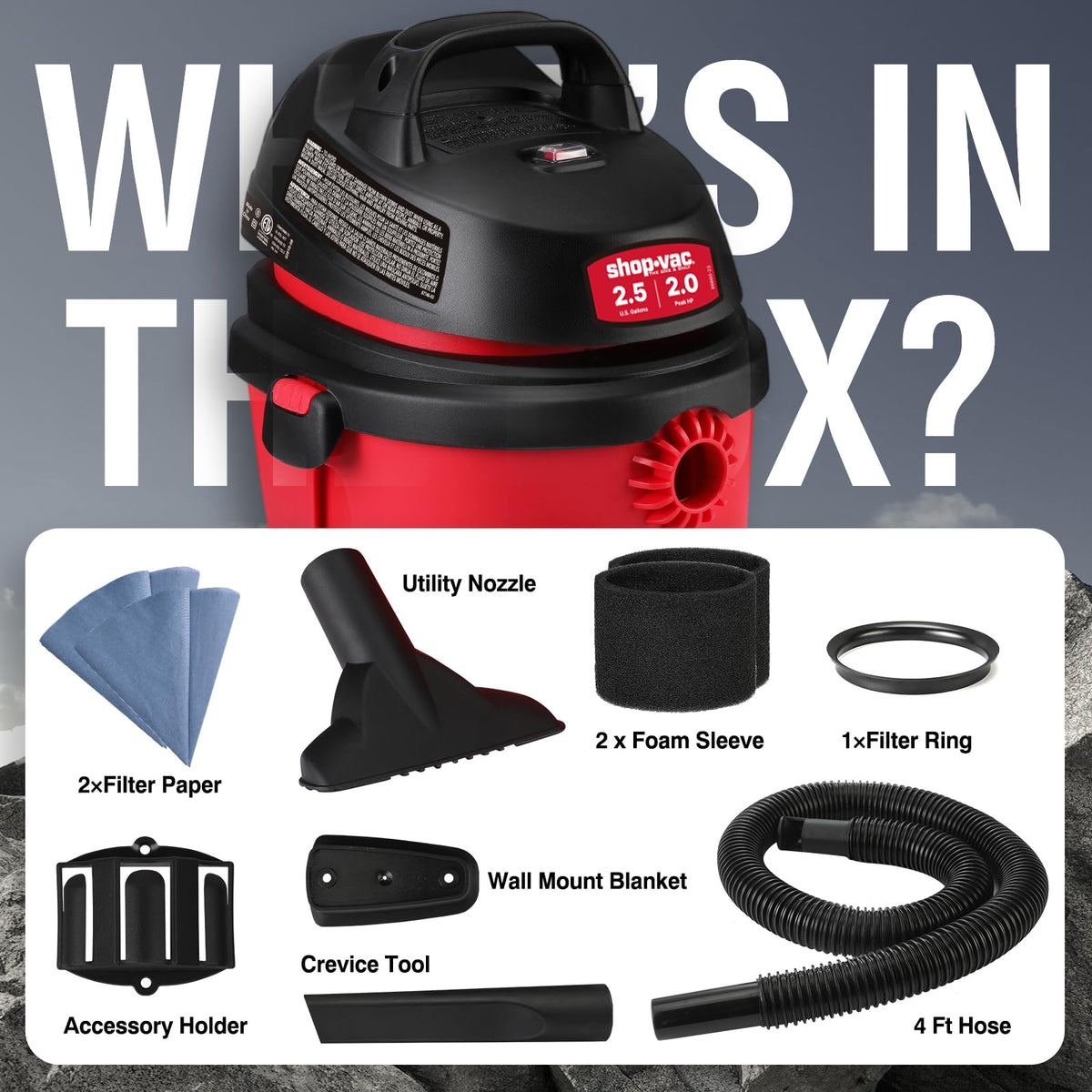 2.5 Gallon 2.0 Peak HP Wet/Dry Vacuum F338973