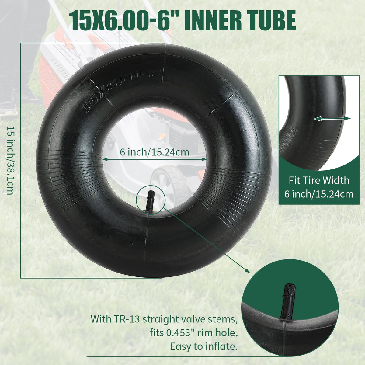 2 Pack 15x6.00-6 Inner Tubes with TR-13 Valve Stem G6834