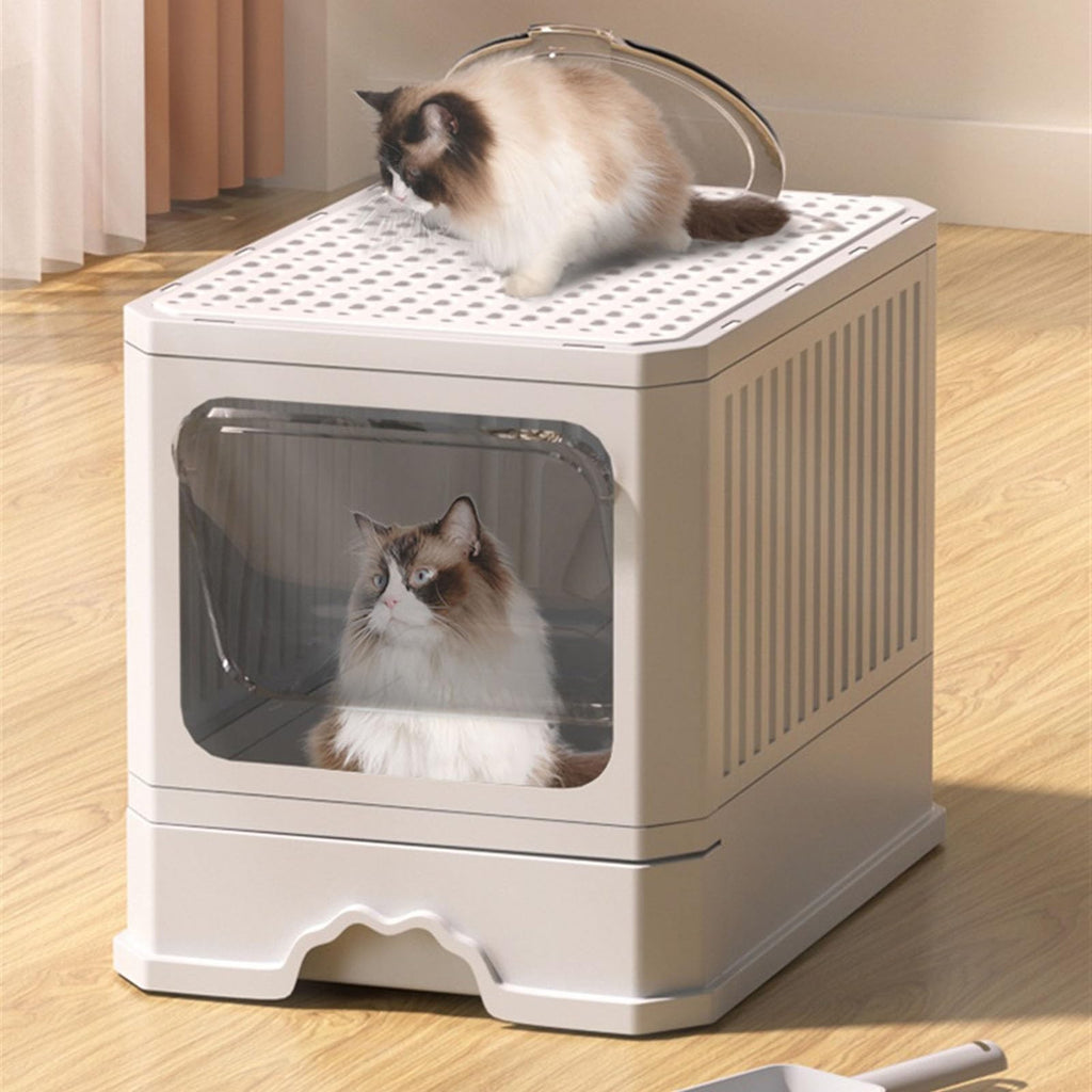Foldable Cat Litter Box with Lid and Shovel O419