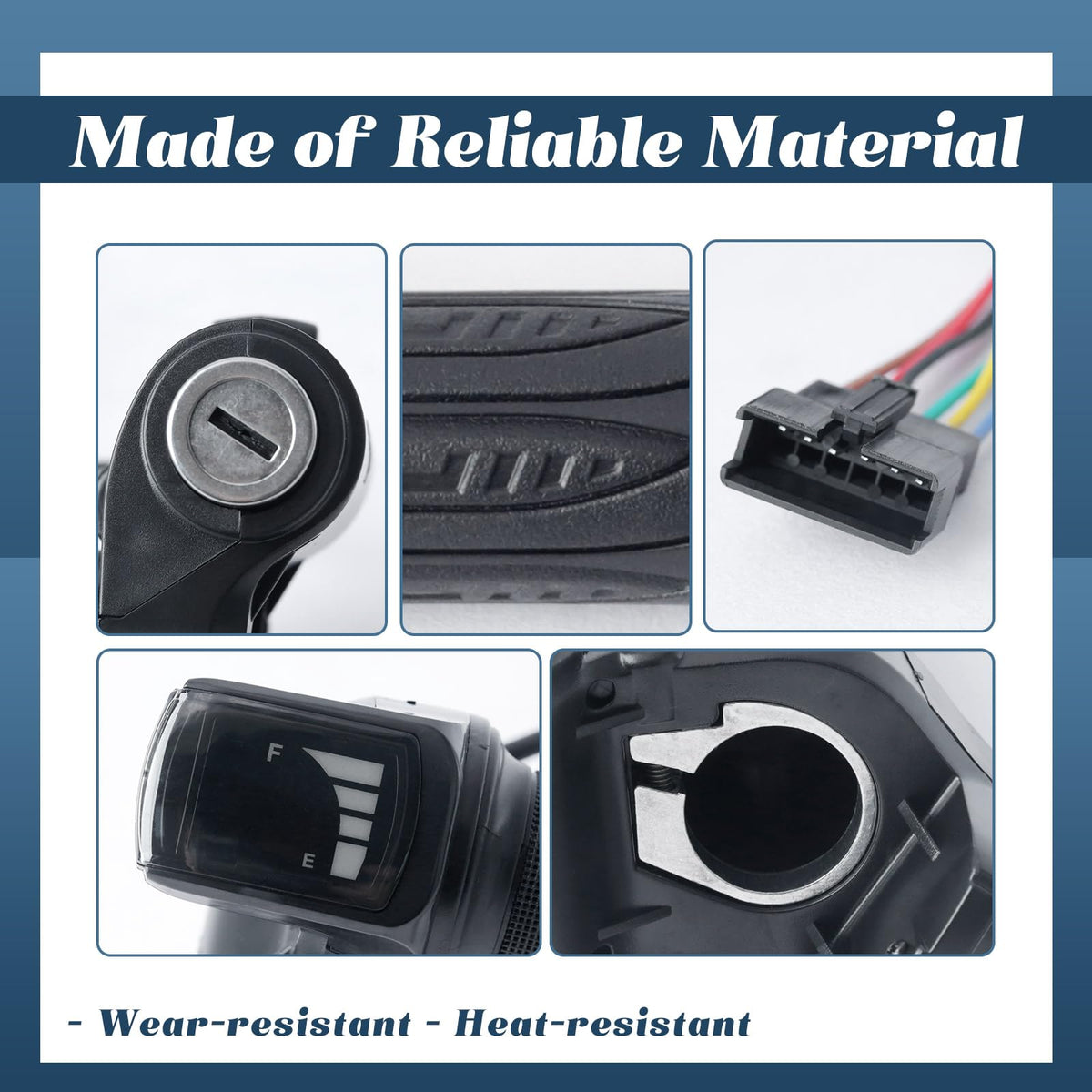 36V E-Scooter Throttle Replacement with Display Light Switch Lock 2 Keys Twist Accelerator Handle Grip 6-Pin N99969