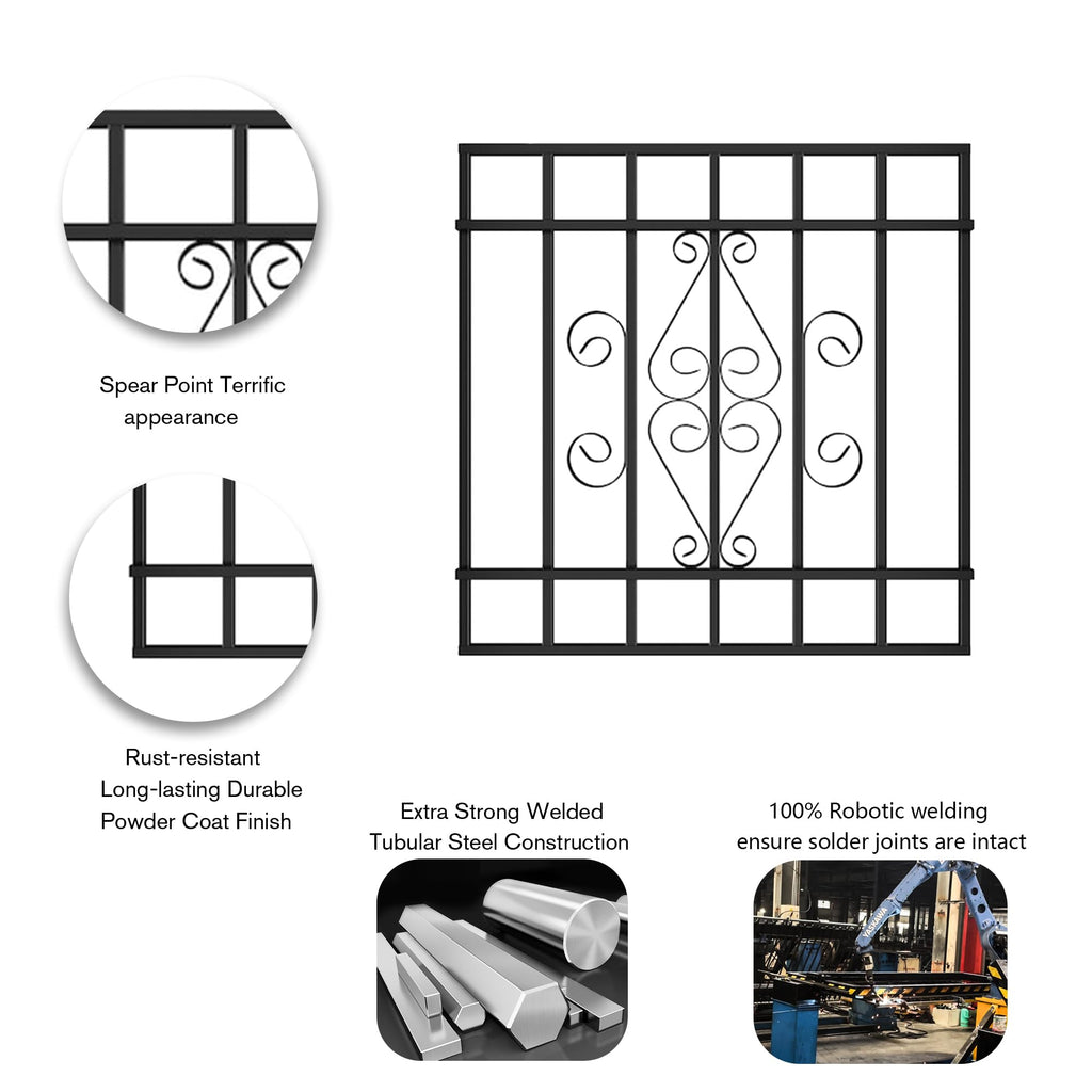 Black 48-in x 36-in Window Security Bars I57405