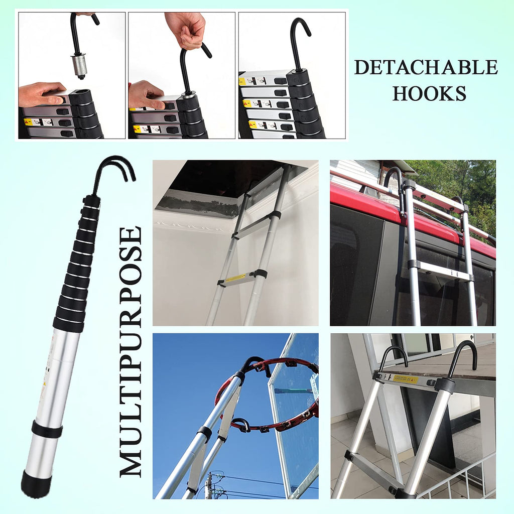 20.5FT Aluminum Telescoping Ladder with 2 Detachable Hooks T65929