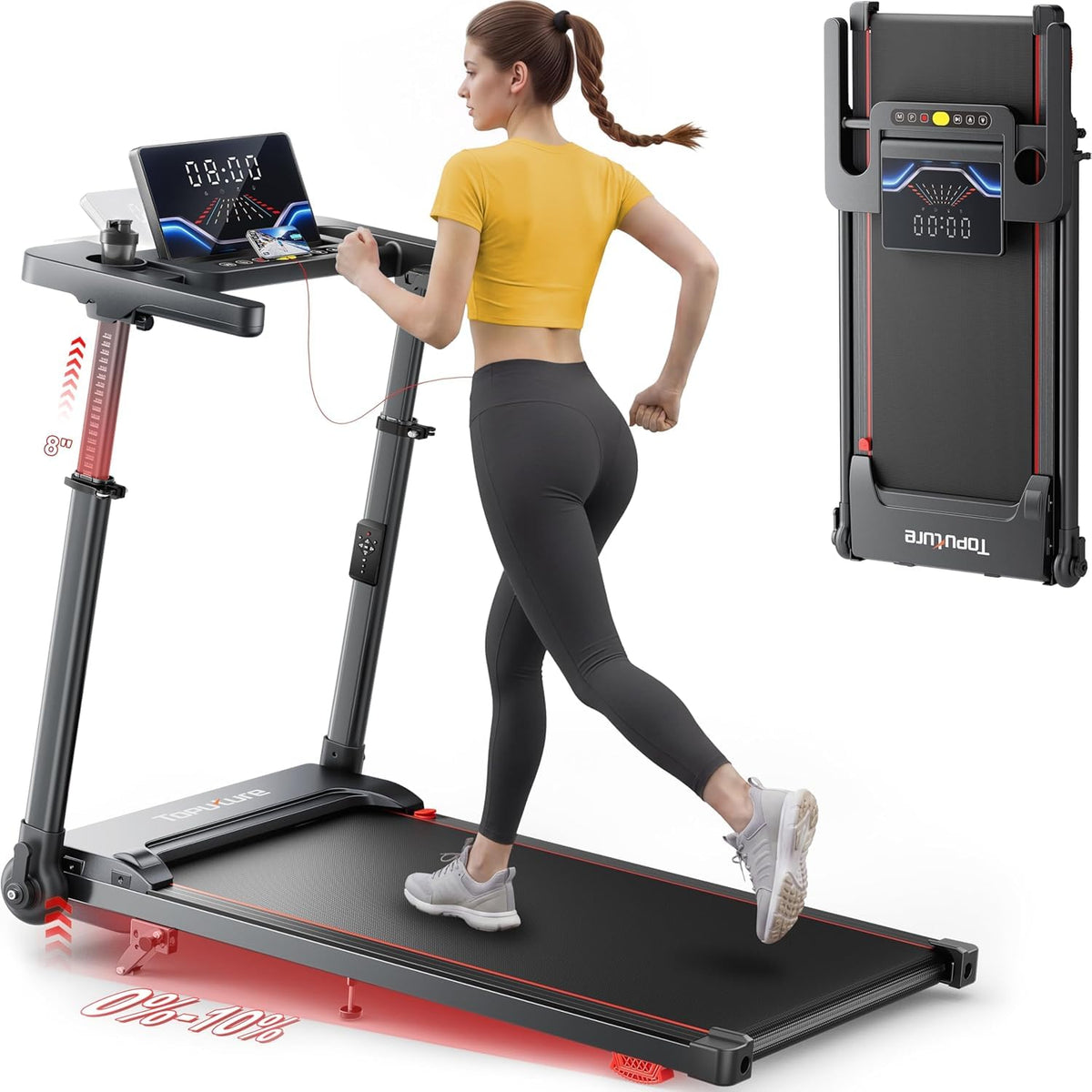 Foldable Treadmill with Incline and Adjustable Handle Bar R7570