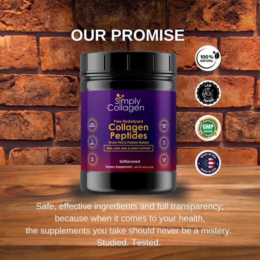 Hydrolyzed Collagen Peptides Powder Unflavored Type I & III 41 Servings W73801
