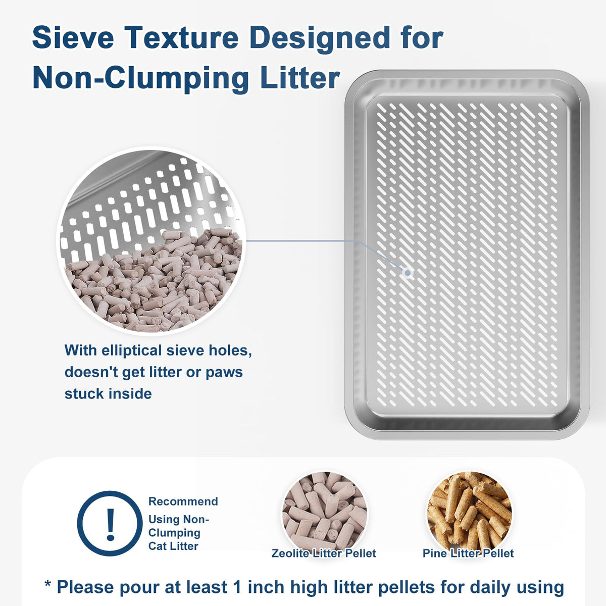 L Stainless Steel Sifting Litter Box H225