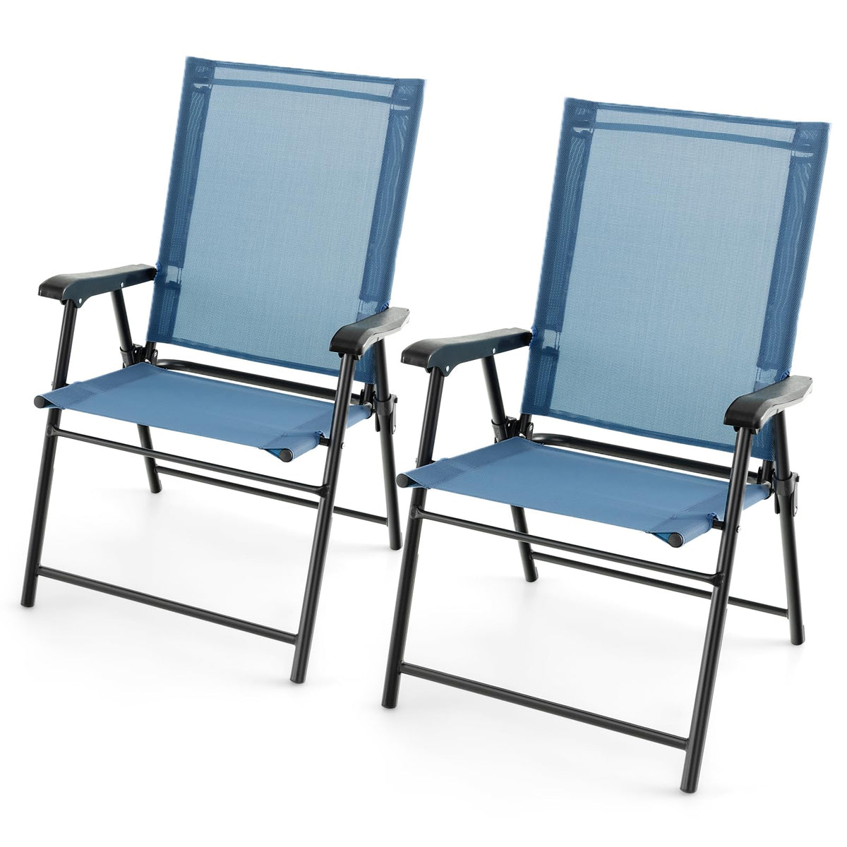 Blue Set of 2 Folding Sling Chairs D16011