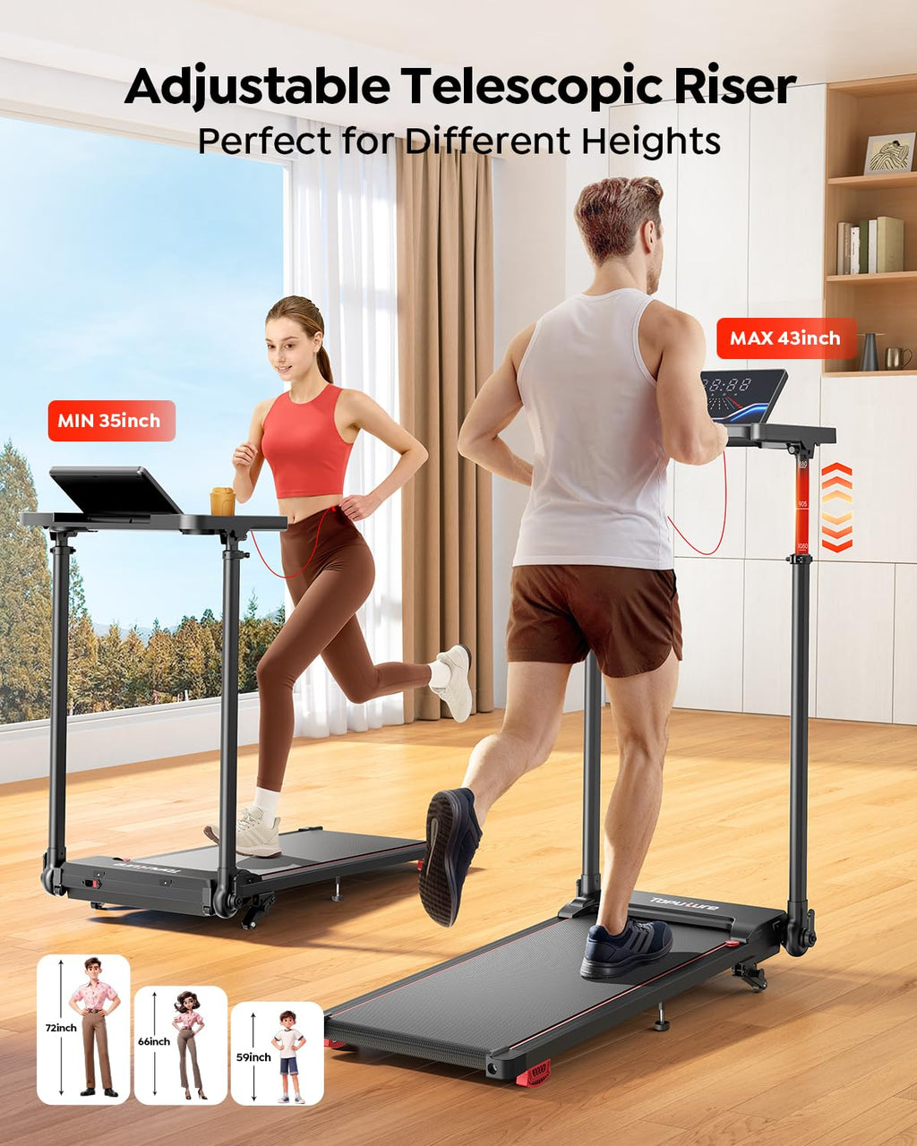 Foldable Treadmill with Incline and Adjustable Handle Bar R7570