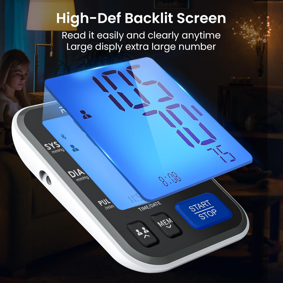 Smart Blood Pressure Monitor with Wide Cuff R957
