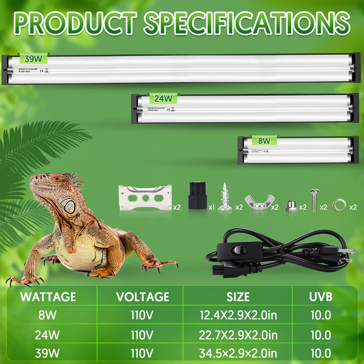8W UVB Reptile Light Fixture Combo Kit M358102