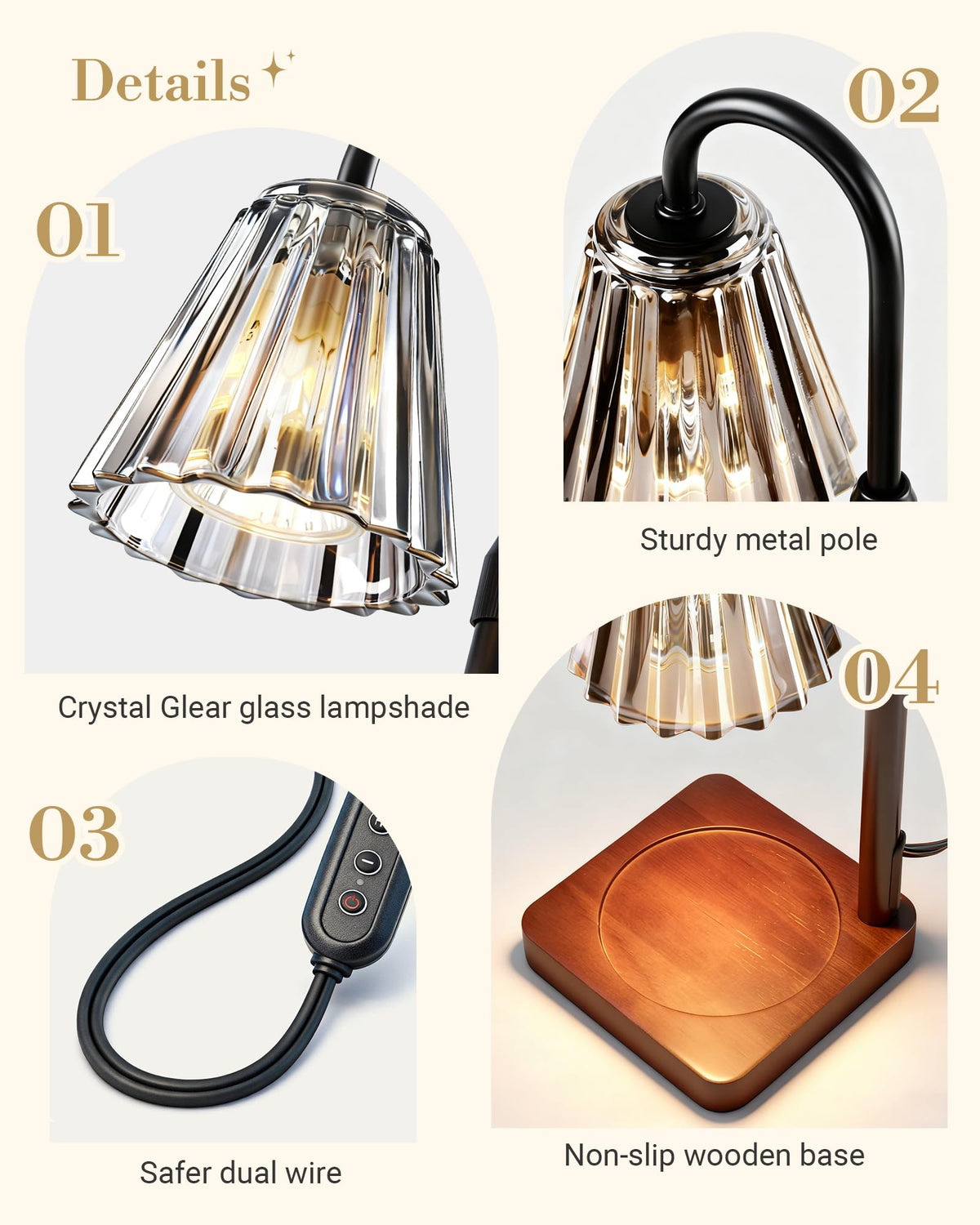 Vintage Candle Warmer Lamp with Timer Dimmer R184