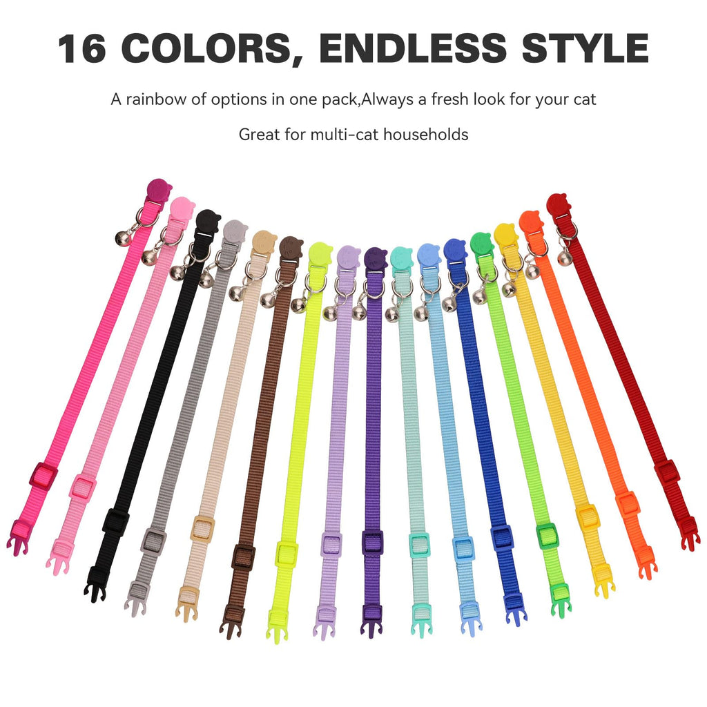 16 PCS Breakaway Cat Collars with Bell Z90295
