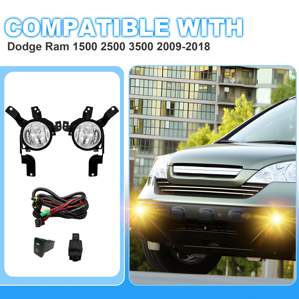 Driving Fog Lights with H11 12V 55W Halogen Bulbs & Switch and Wiring Kit U2238