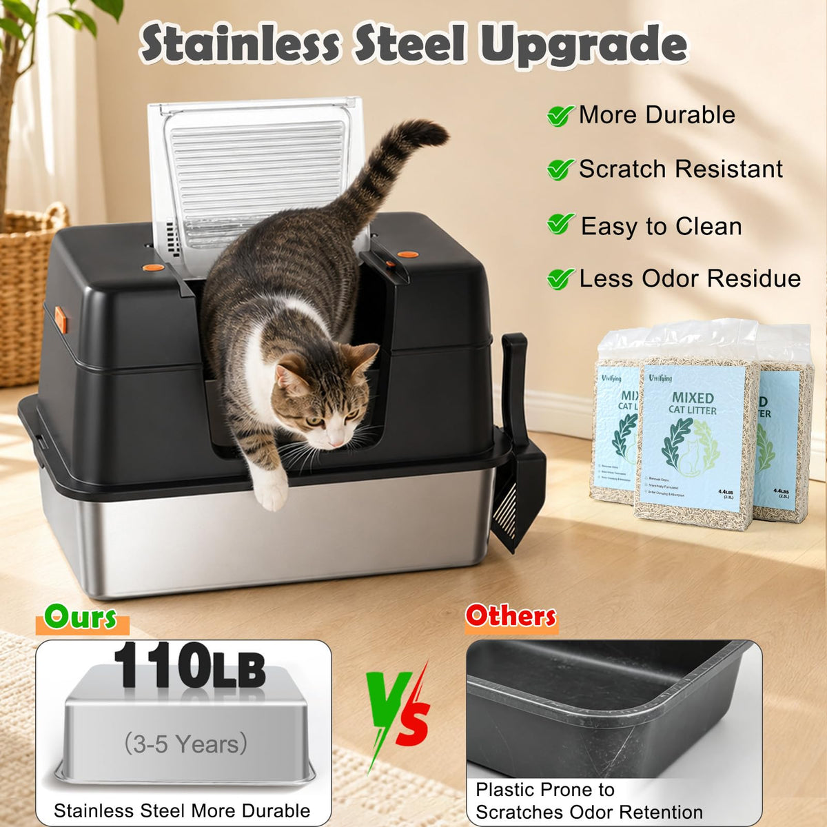 XL Stainless Steel Cat Litter Box M474429