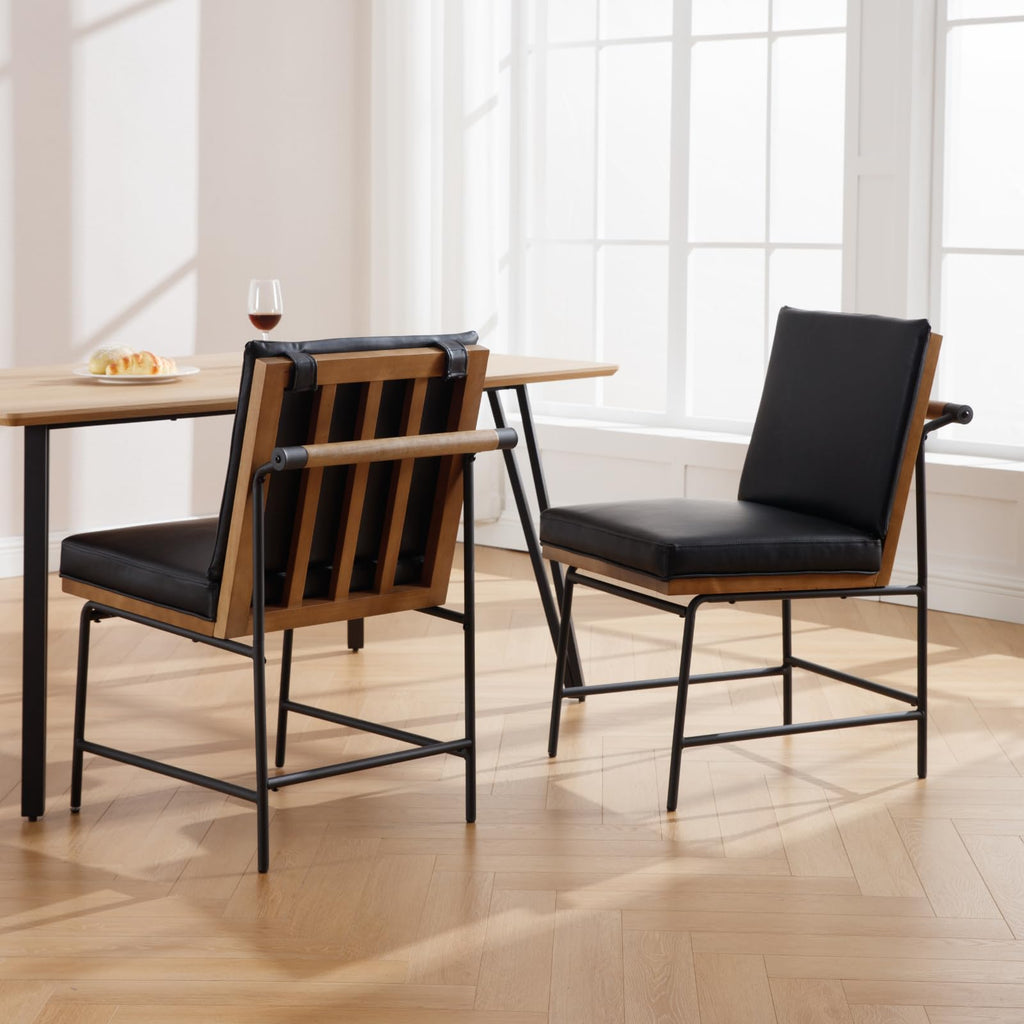 Black PU Dining Chairs Set of 2 Q129