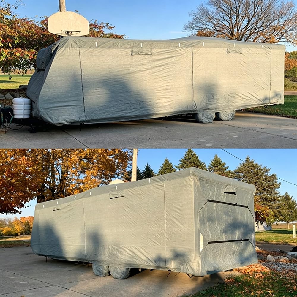 Waterproof 420D Travel Trailer Cover with Adjustable Straps F971