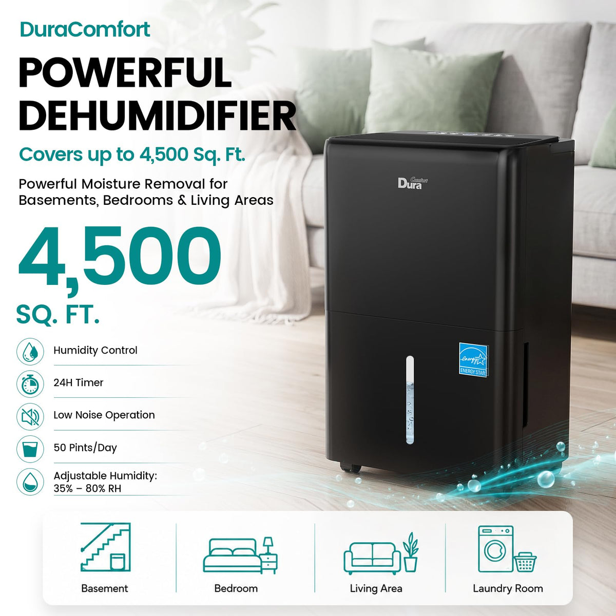 50 Pint Dehumidifier with Drain Hose S4551