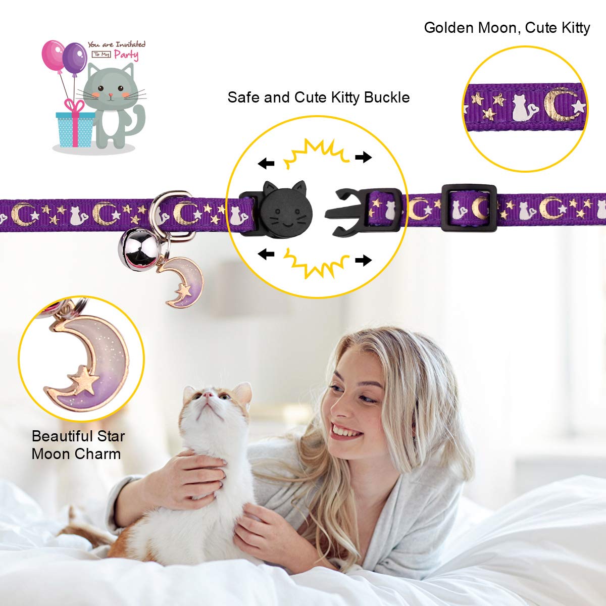 Breakaway Cat Collar with Bells 4PCS Z72641