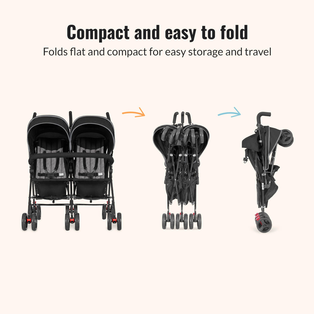 Black Twin Umbrella Toddler Stroller L251