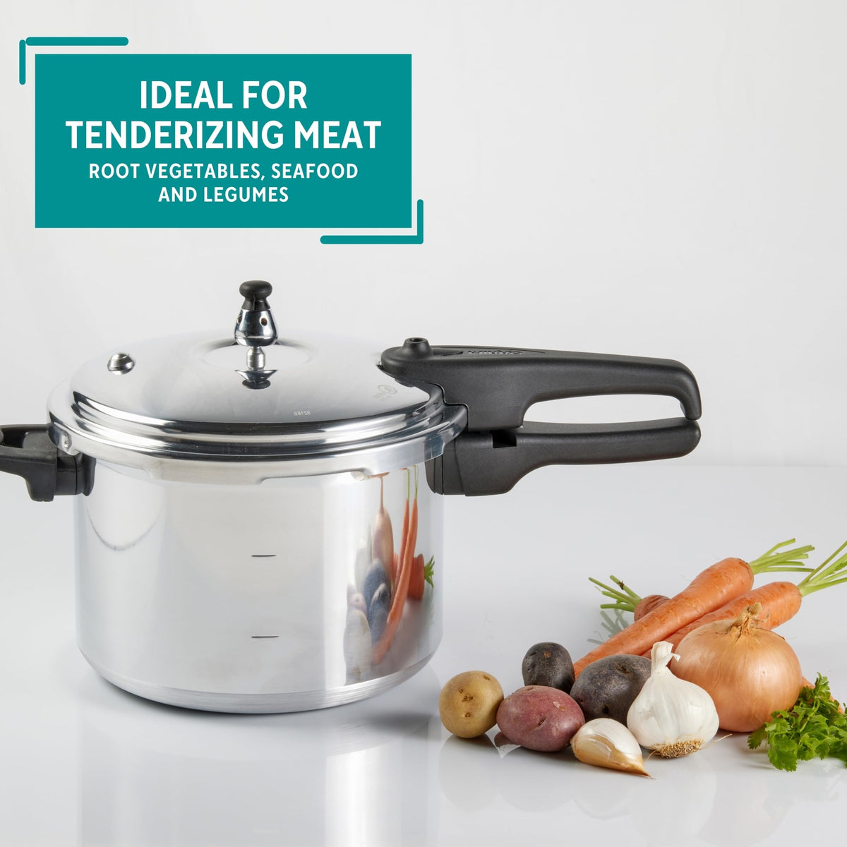 Polished Aluminum 8-Quart Pressure Cooker K501