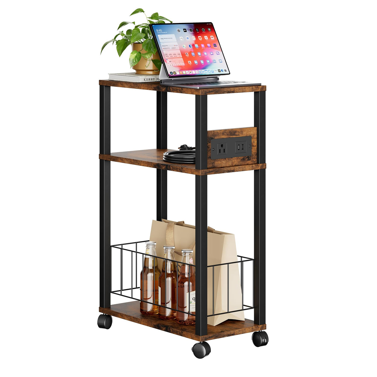 Rolling Side Table with Wheels X8401