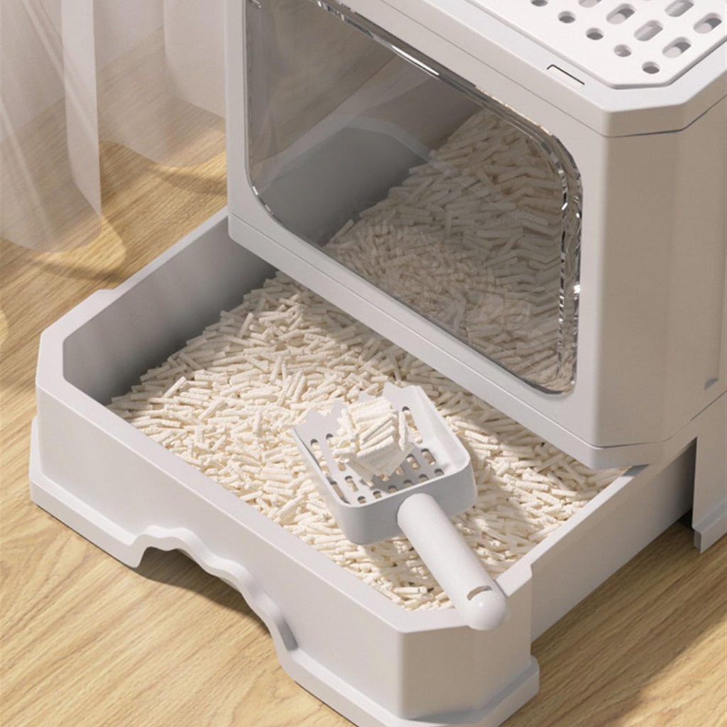 Foldable Cat Litter Box with Lid and Shovel O419