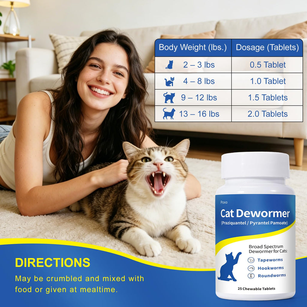 Dewormer Chewables for Cats and Kittens, 25 Chews E2694