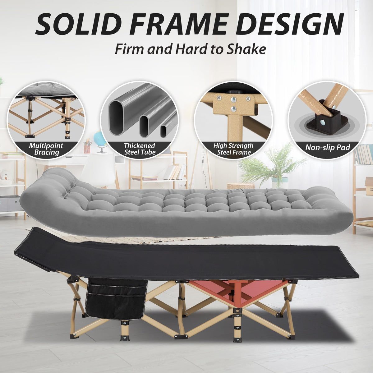 Folding Camping Cot with Mattress C436