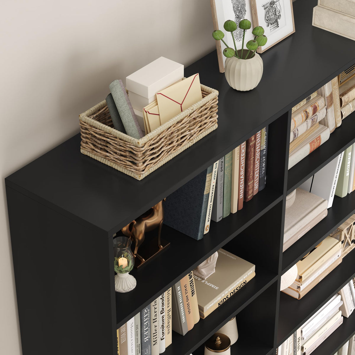 83.7" Tall 7-Tier Double Black Bookshelf and Bookcase V78595