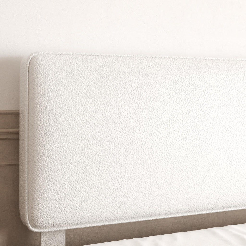 White Upholstered Bed Frame with Adjustable Headboard E946