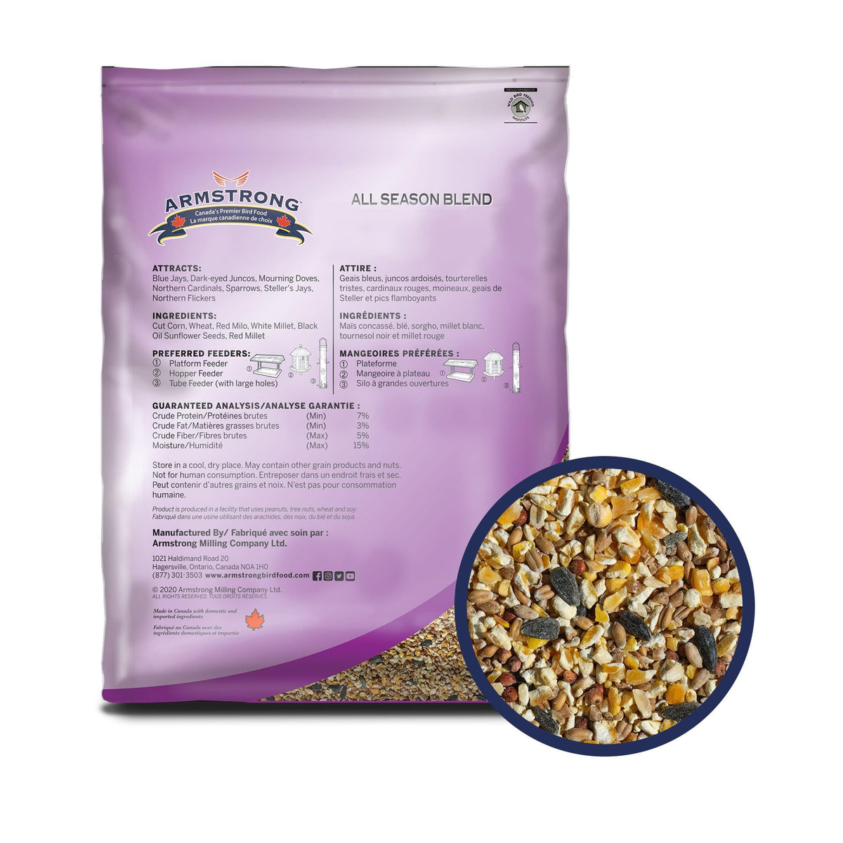20 Pounds Bird Seed Blend with Cut Corn, Wheat, White & Red Millet, Black Oil Sunflower Seeds F654939