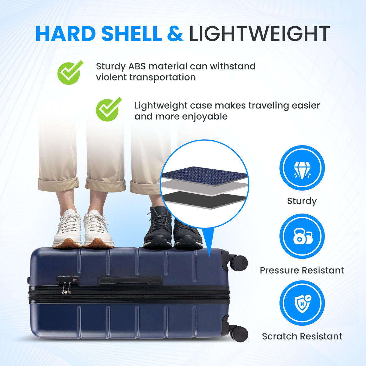 20 Inch Expandable Hardside Carry On with Spinner Wheels Blue X790508