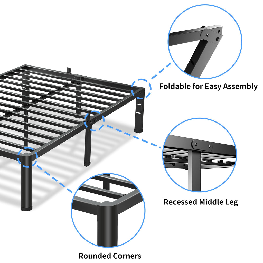 18 Inch Queen Bed Frame with Round Corners M222