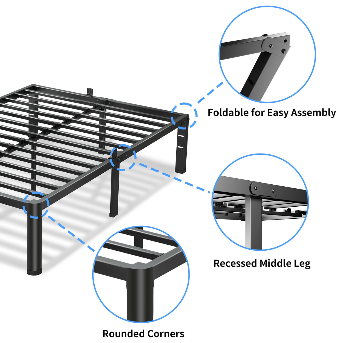 18 Inch Queen Bed Frame with Round Corners M222