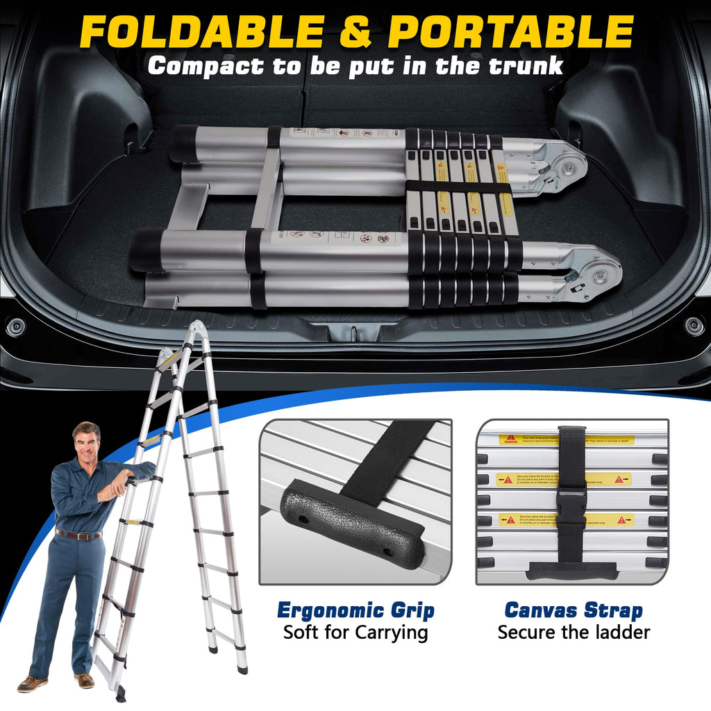 16.5FT Telescoping Ladder with Stabilizer Bar Y442