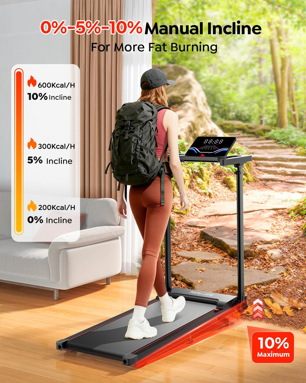 Foldable Treadmill with Incline and Adjustable Handle Bar R7570