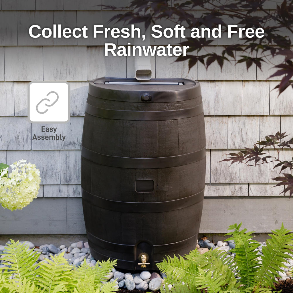 50-Gallon Flat Back Rain Barrel with Brass Spigot Q635
