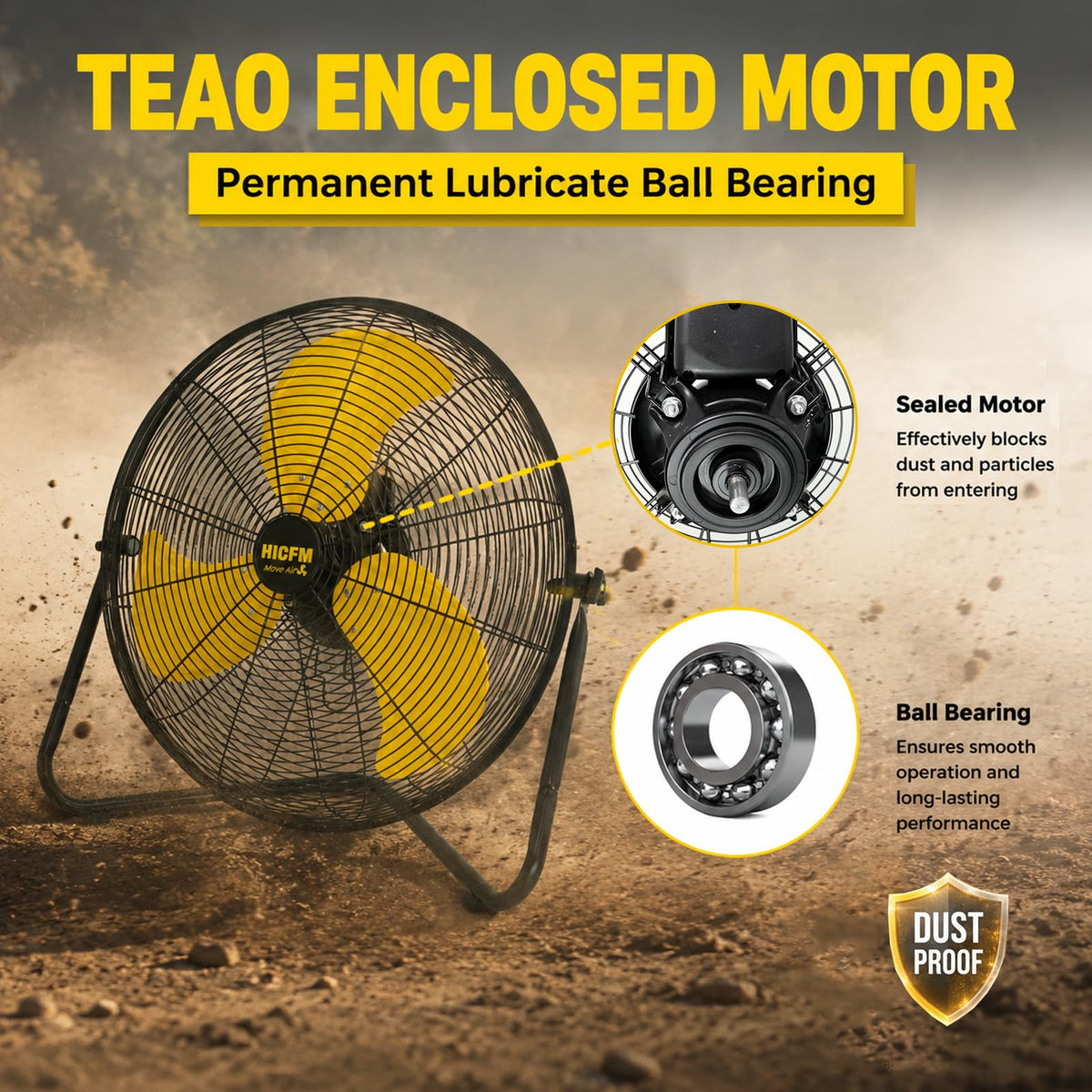 20" 6200 CFM High Velocity Metal Floor Fan B363