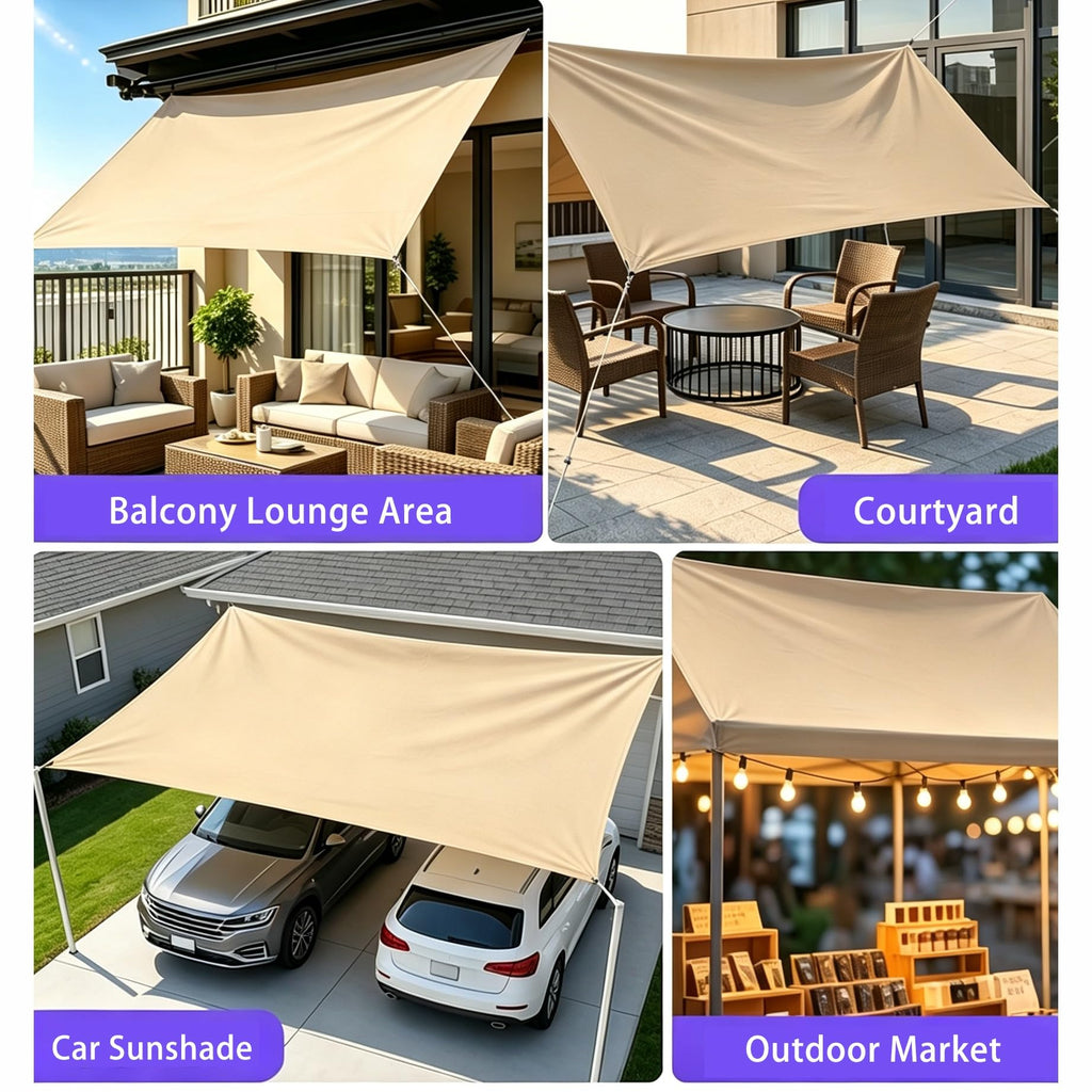 Waterproof Heavy-Duty Rectangle Sun Shade Sail with Rope N28267