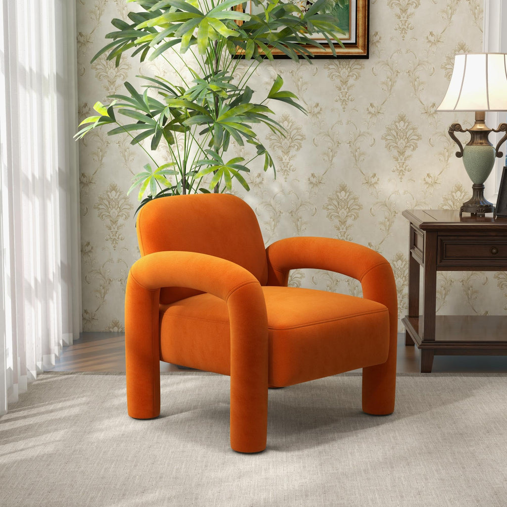 Orange Velvet Tufted Accent Chair D585
