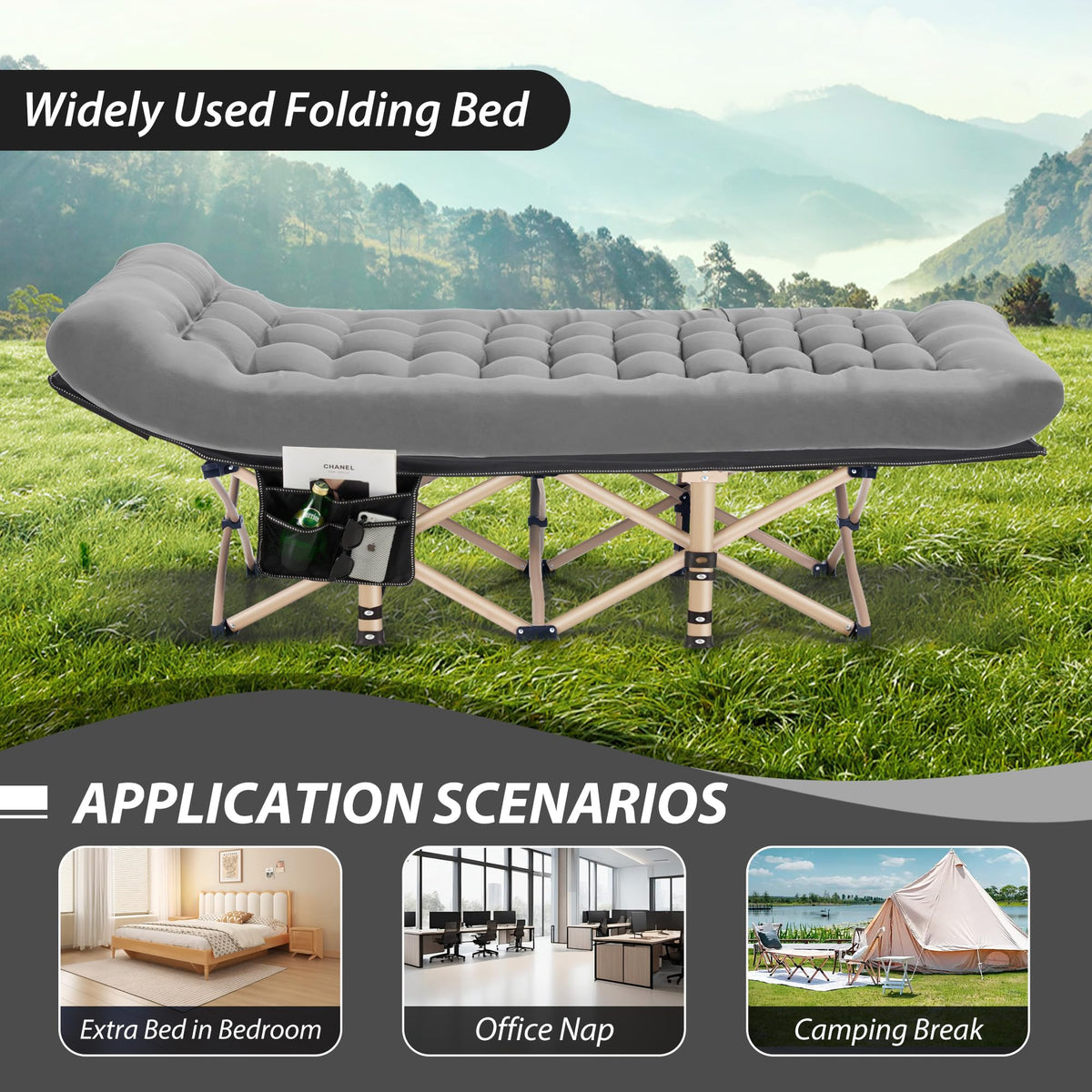 Folding Camping Cot with Mattress C436
