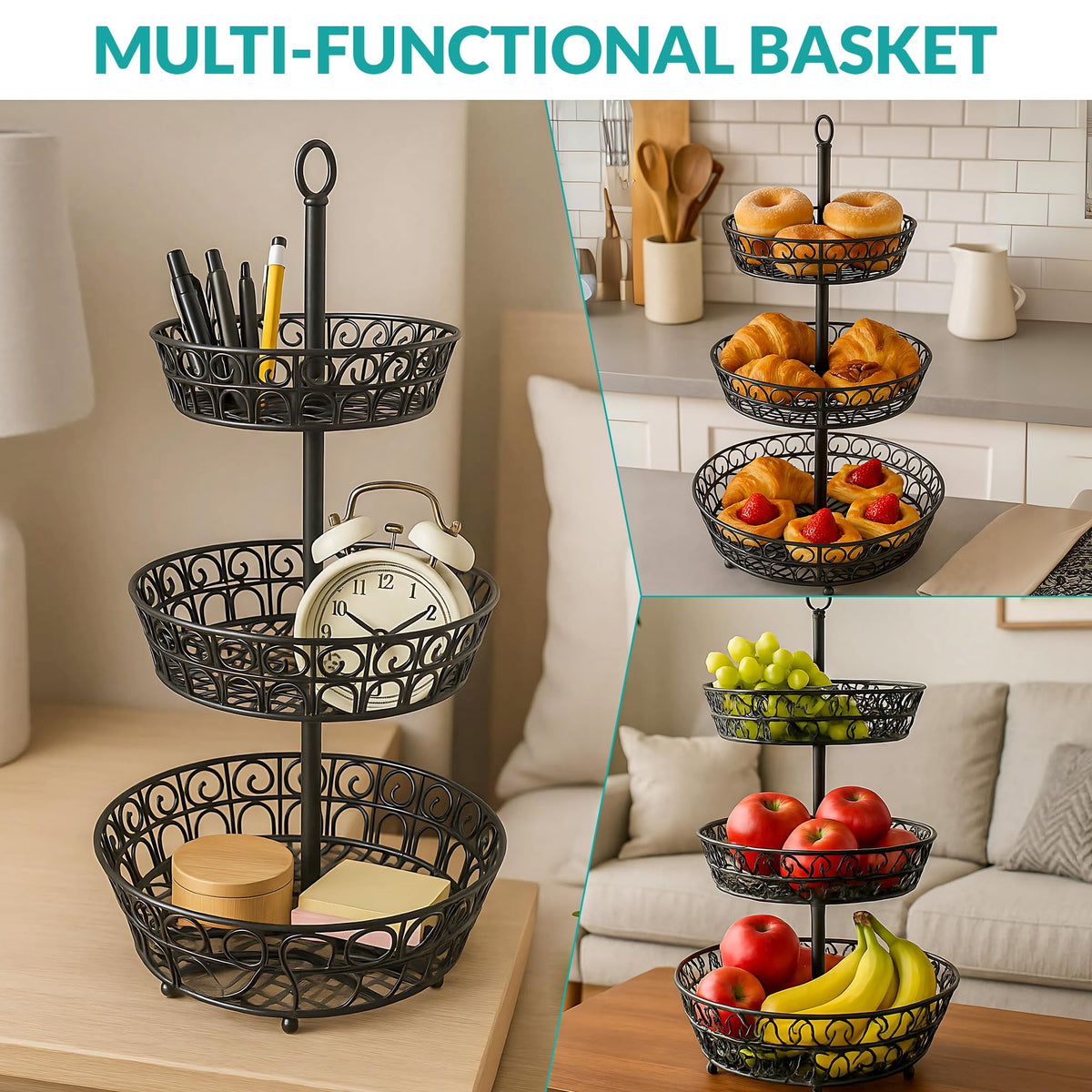 3-Tier Metal Fruit Basket V522
