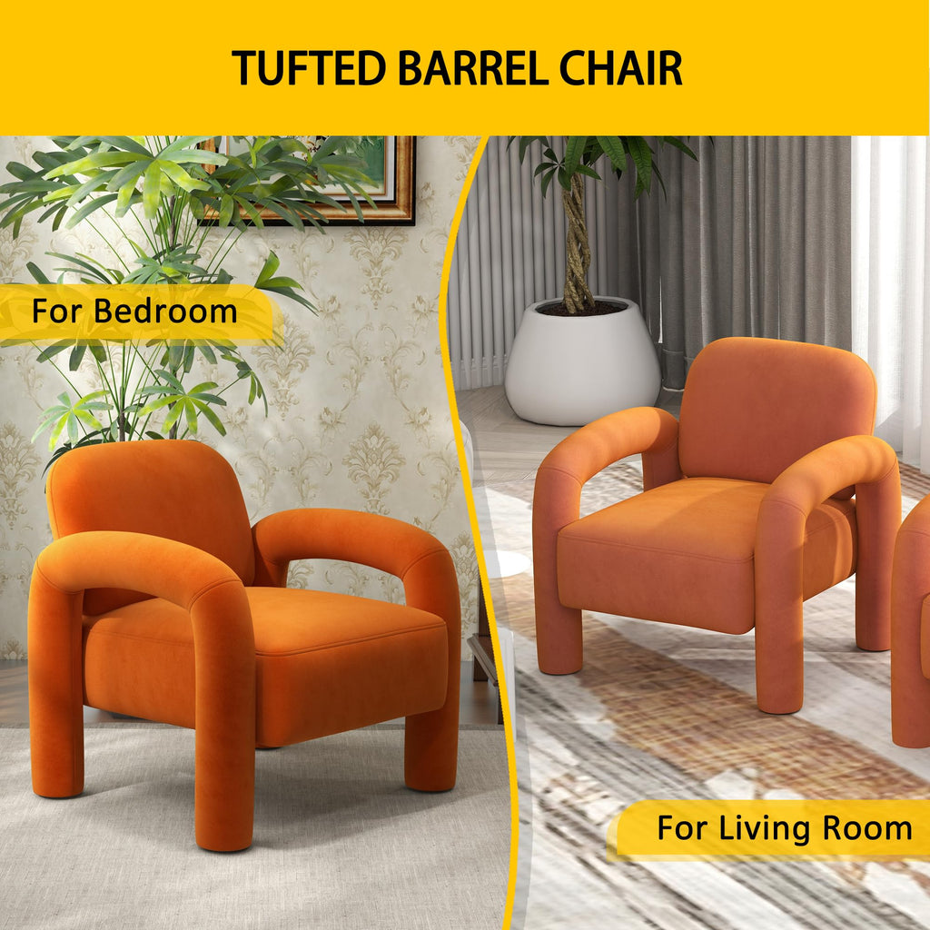Orange Velvet Tufted Accent Chair D585
