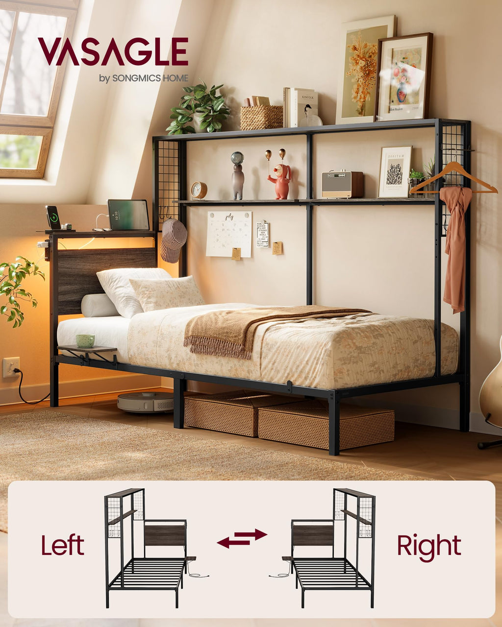 Twin Size Metal Bed Frame with Headboard K428