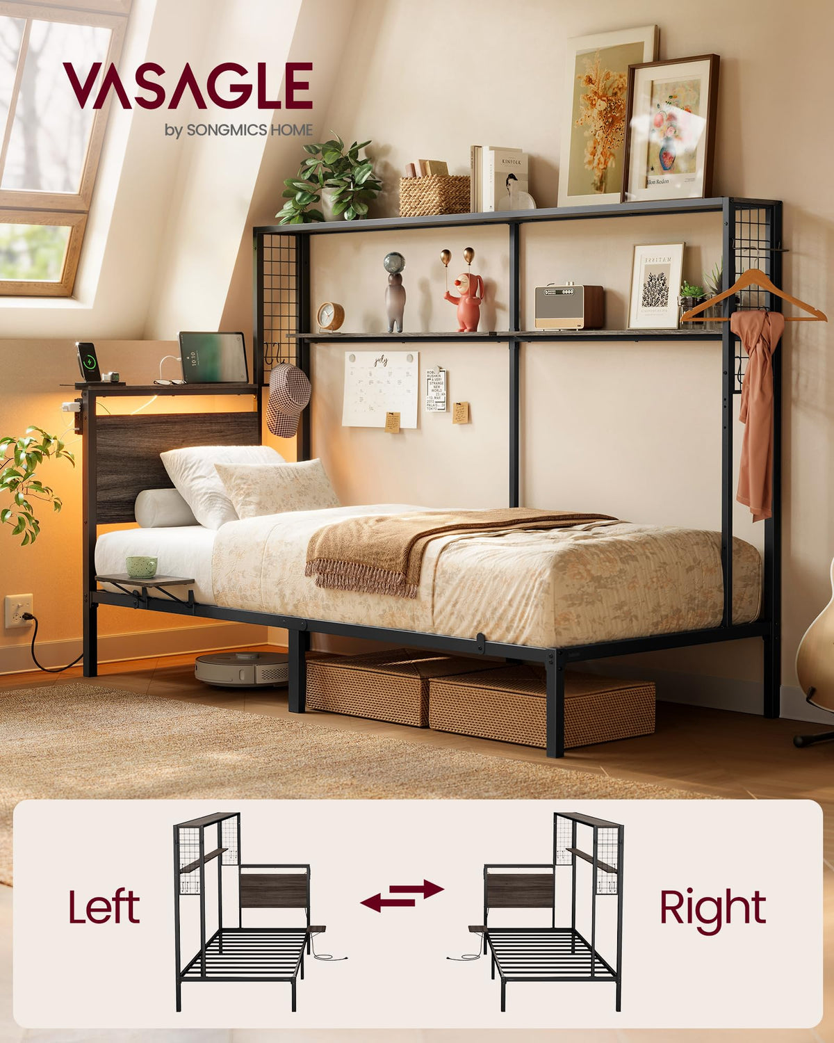Twin Size Metal Bed Frame with Headboard K428