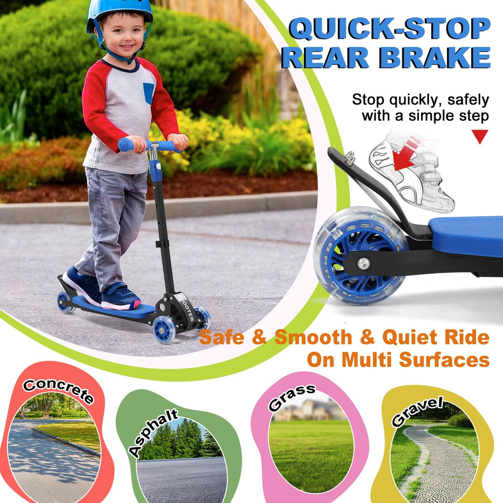 Light up 3 Wheels Folding Kick Scooter with Adjustable Handlebar C910