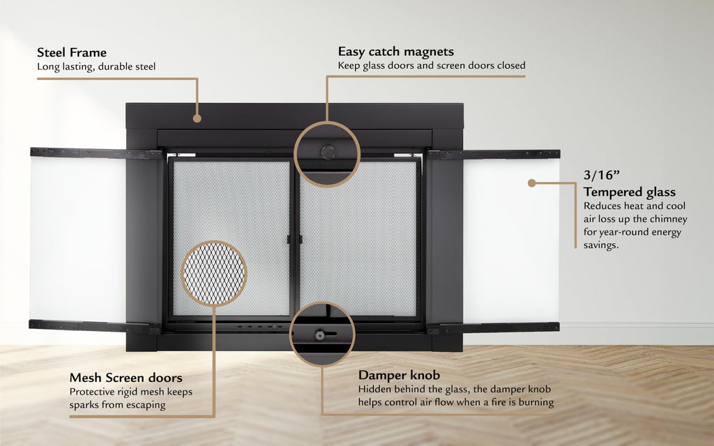Black Small Fireplace Glass Door E220196