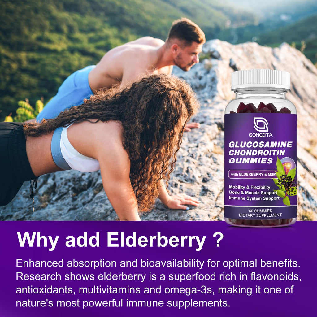 Glucosamine Chondroitin Gummies 1500mg with MSM & Elderberry 60 Gummies R639949