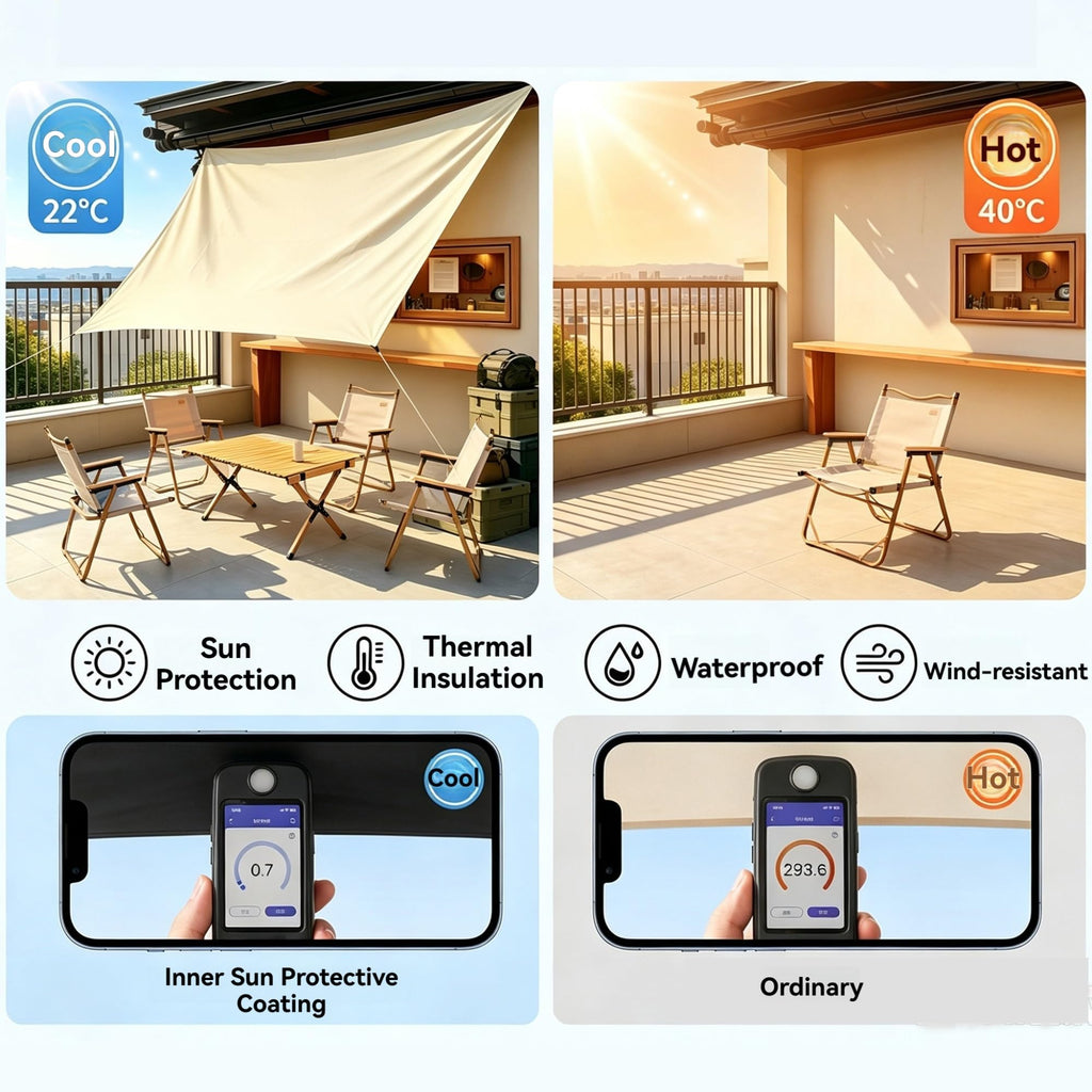 Waterproof Heavy-Duty Rectangle Sun Shade Sail with Rope N28267